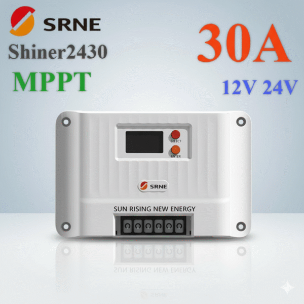 SRNE Shiner-2430 model MPPT solar charge controller. 12V/24V 30A